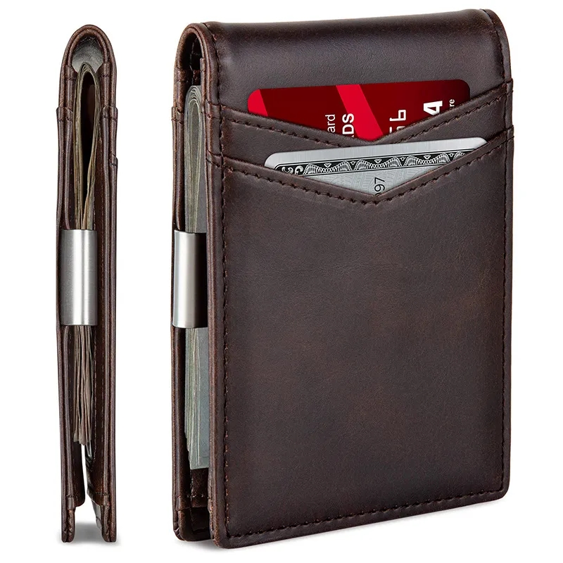 RFID Blocking Carbon Fiber Leather Wallet Slim Card Holder 2