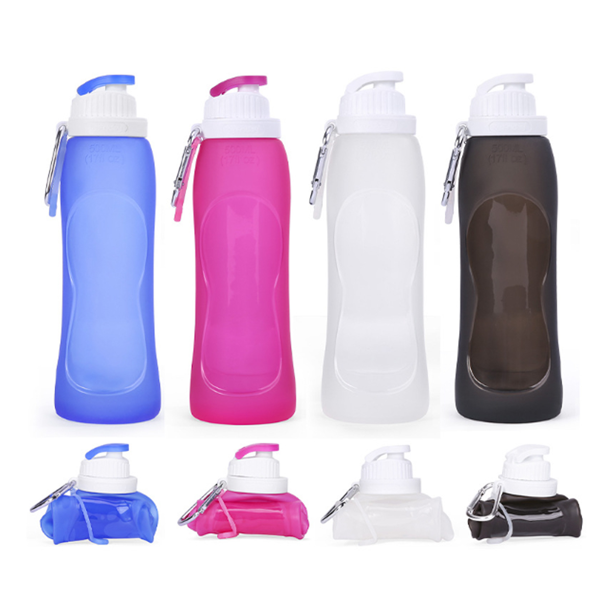 17Oz. Collapsible Water Bottle with Flip Top and Carabiner 4