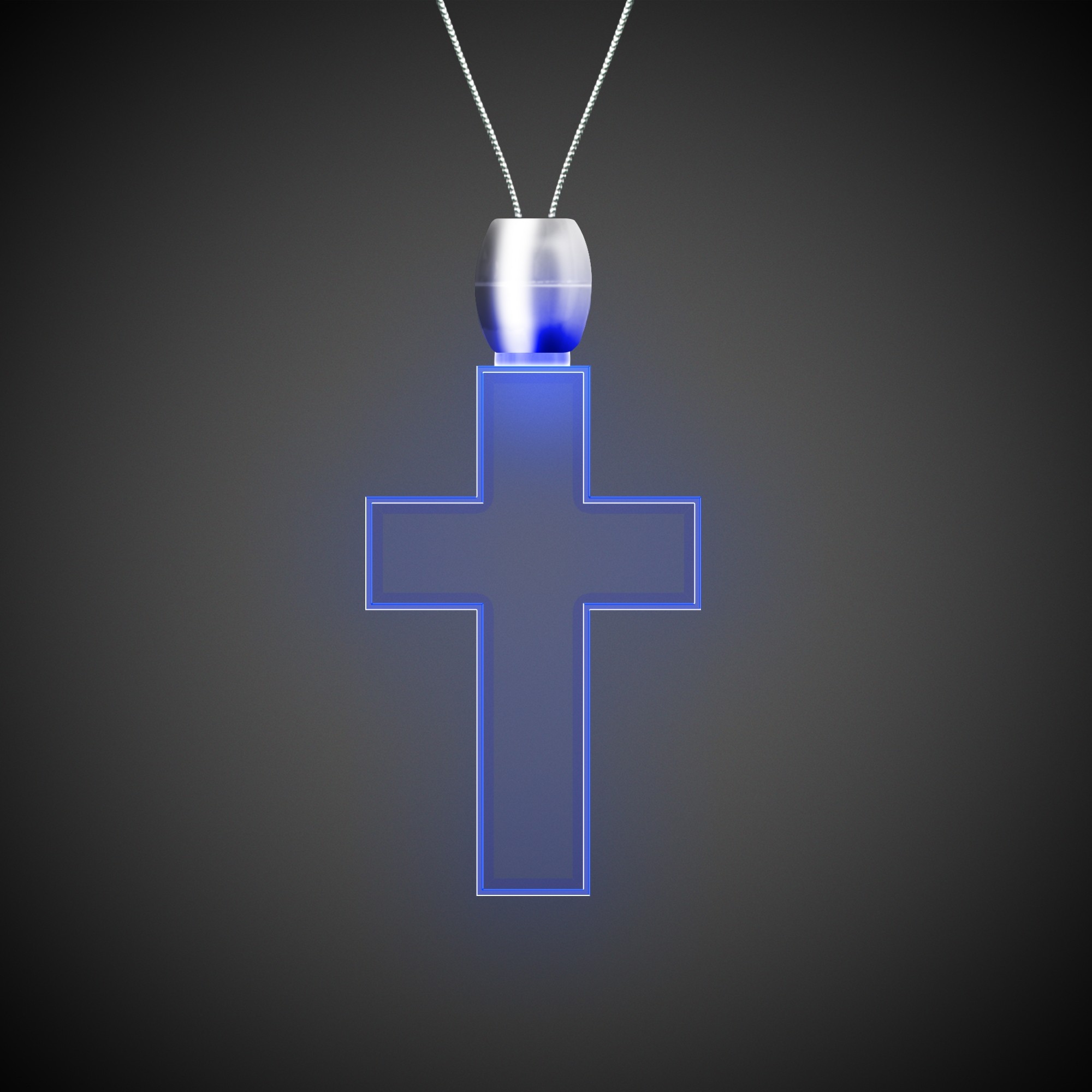 Cross Blue Light-Up Acrylic Pendant Necklace