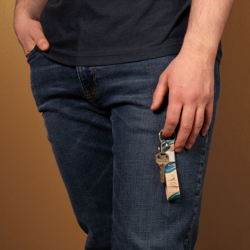 MARBLED LEATHER KEY FOB 1