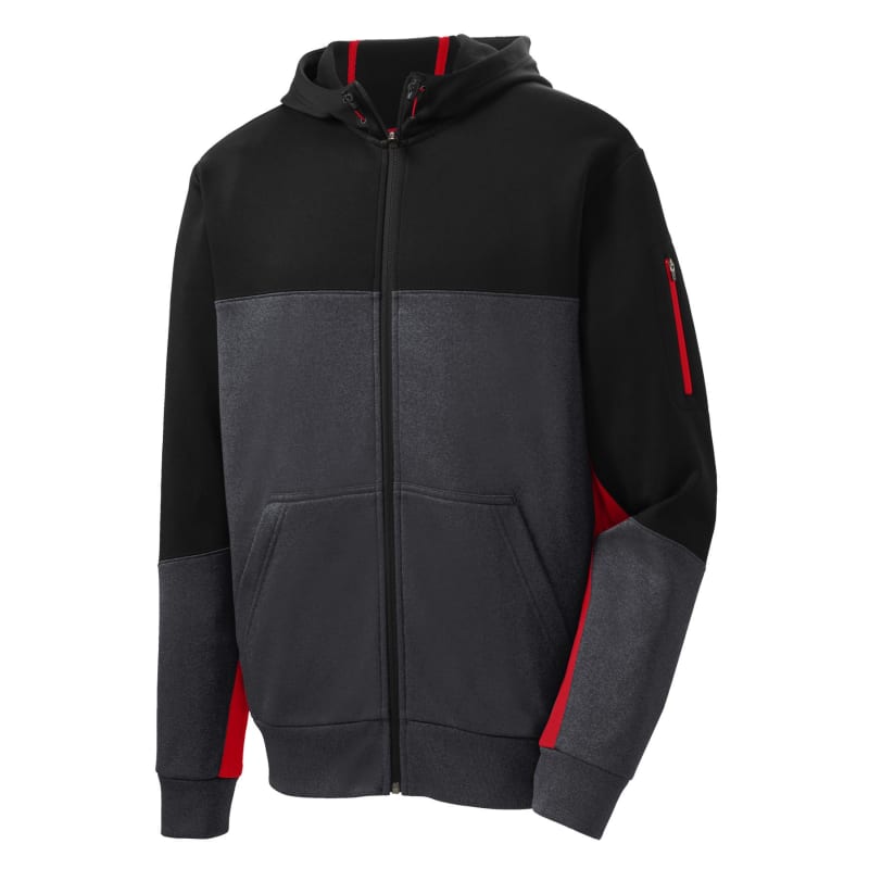 Sport-Tek Tech Fleece Colorblock Full-Zip Hooded Jacket. 29