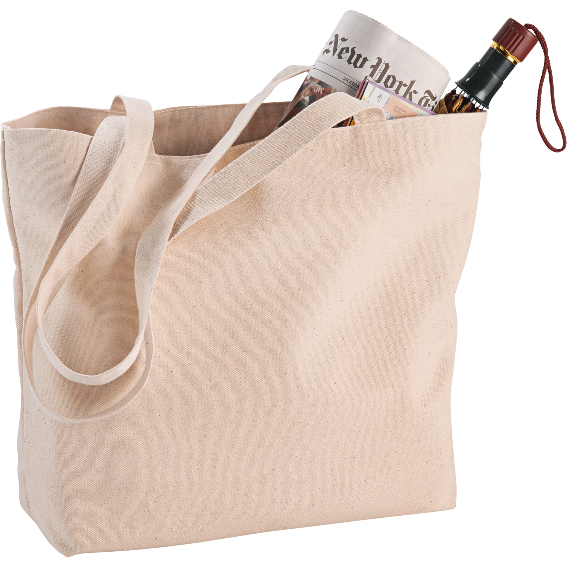 Zippered 12oz Cotton Canvas Shopper Tote 24