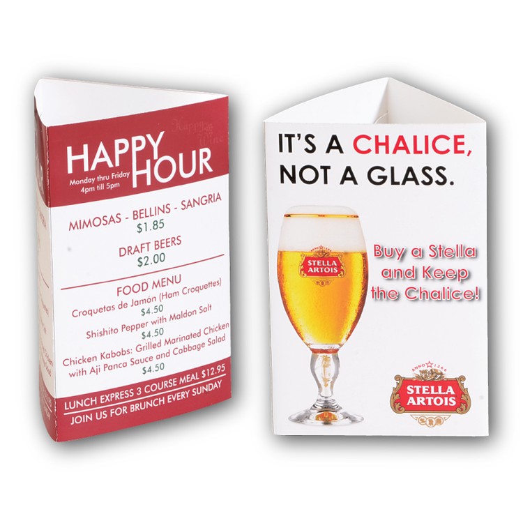 Small 3-Sided 11 pt. Glossy Table Tent 2