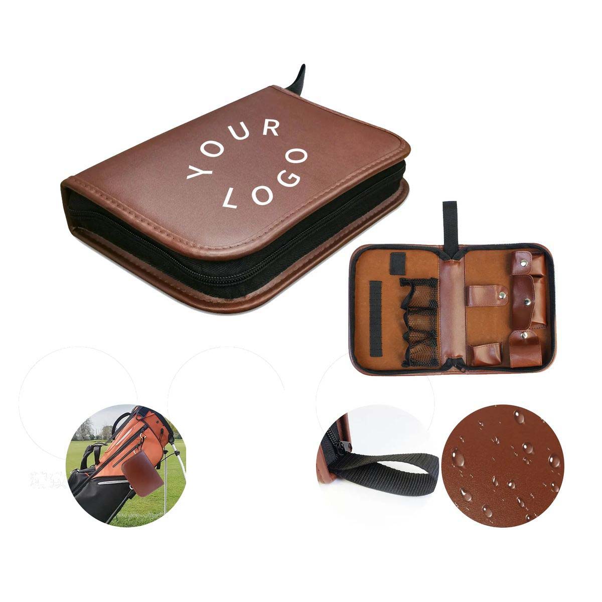 Durable PU Leather Golf Bag for Balls and Tools 1