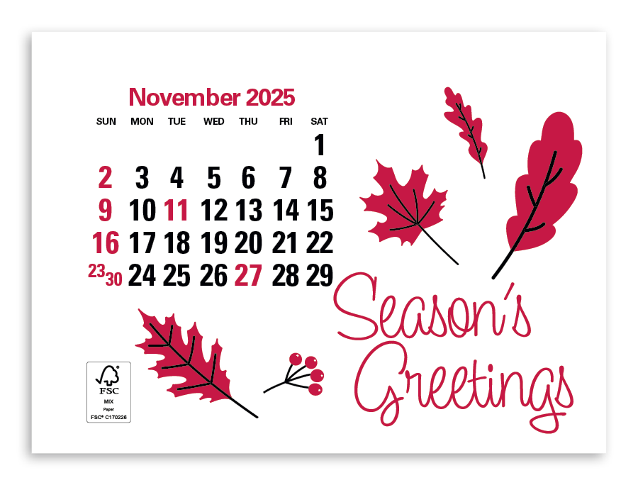 4C Press-N-Stick Header Standard Calendar 14-Month