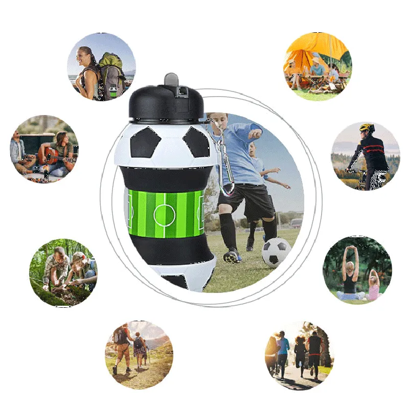18oz Collapsible Basketball Water Bottle Silicone Soccer 5