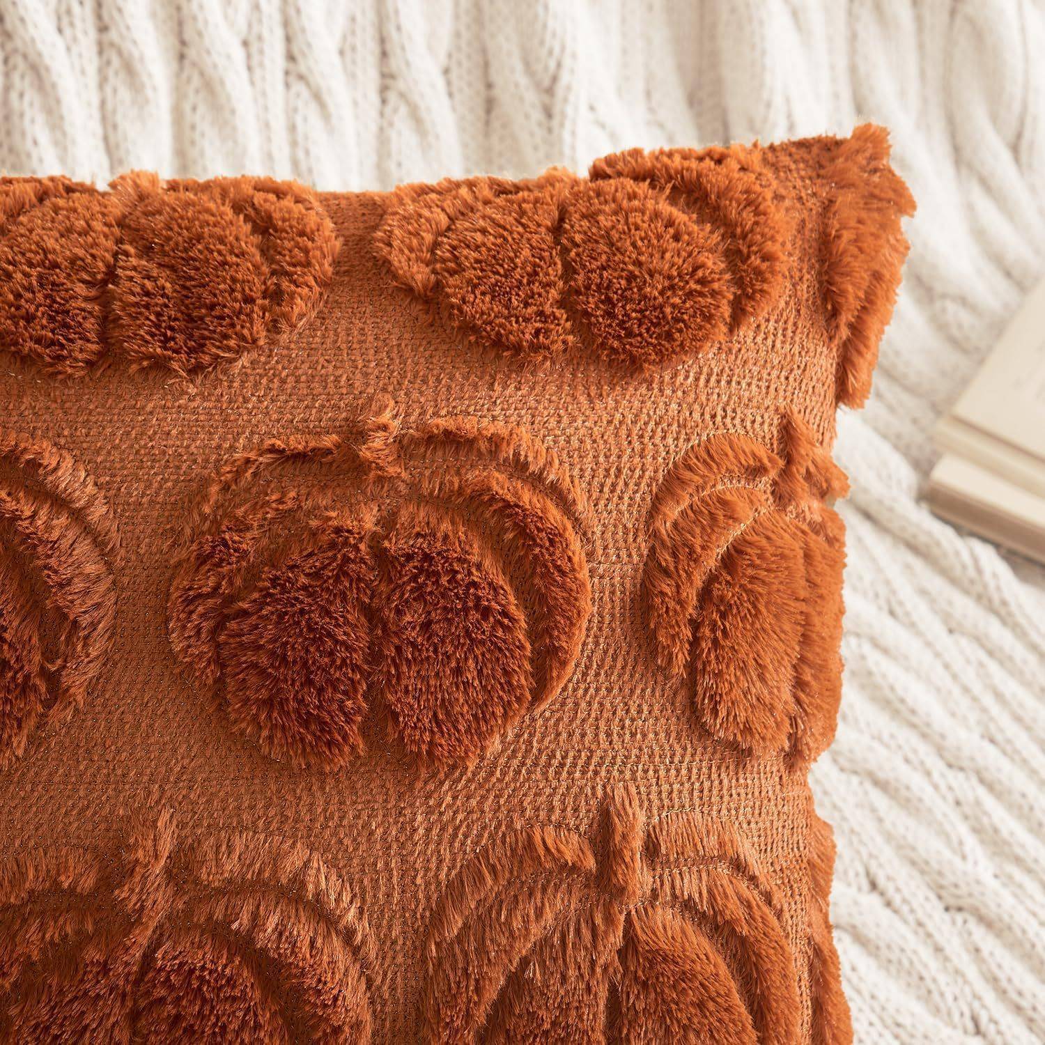 Throw Pillow Covers Pumpkin Fall Decorative Soft Fur 4
