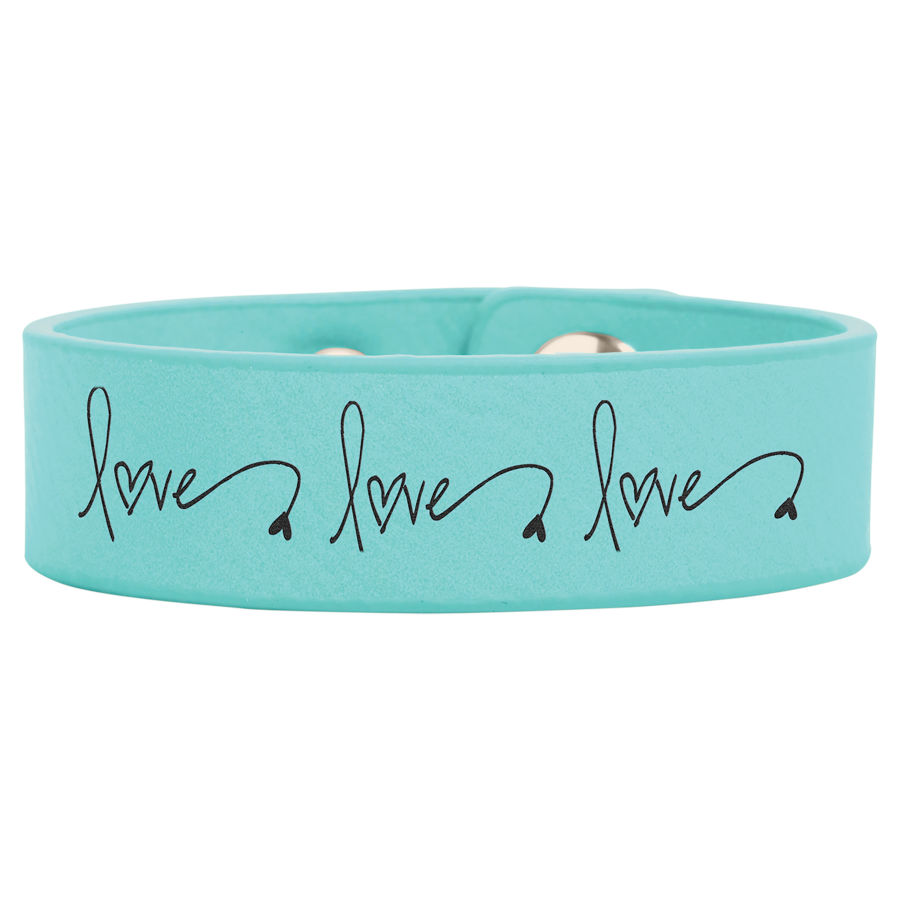 8 1/2" x 3/4" Teal Leatherette Youth Cuff Bracelet 2