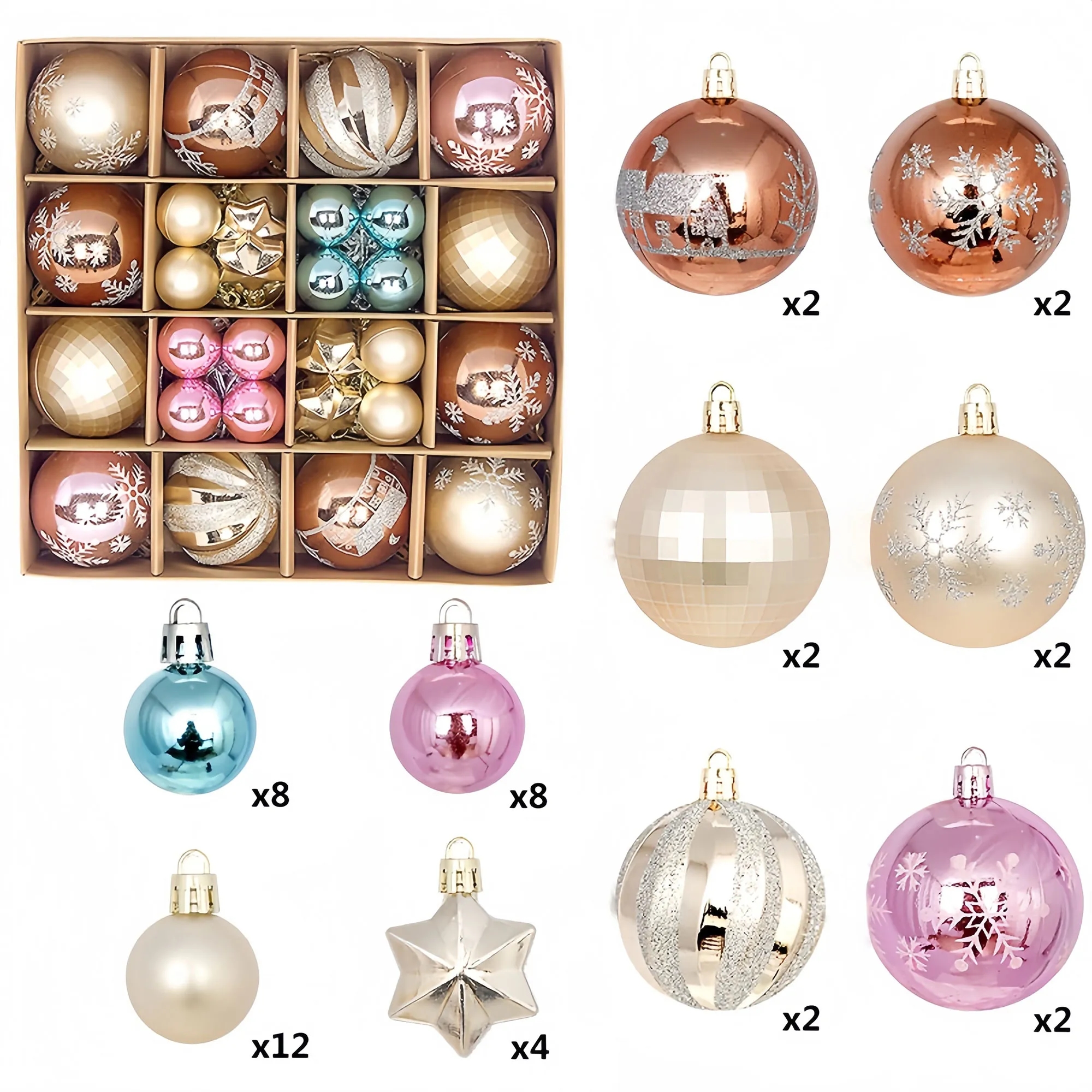 Premium Christmas Bauble Set With Unique Designs 23