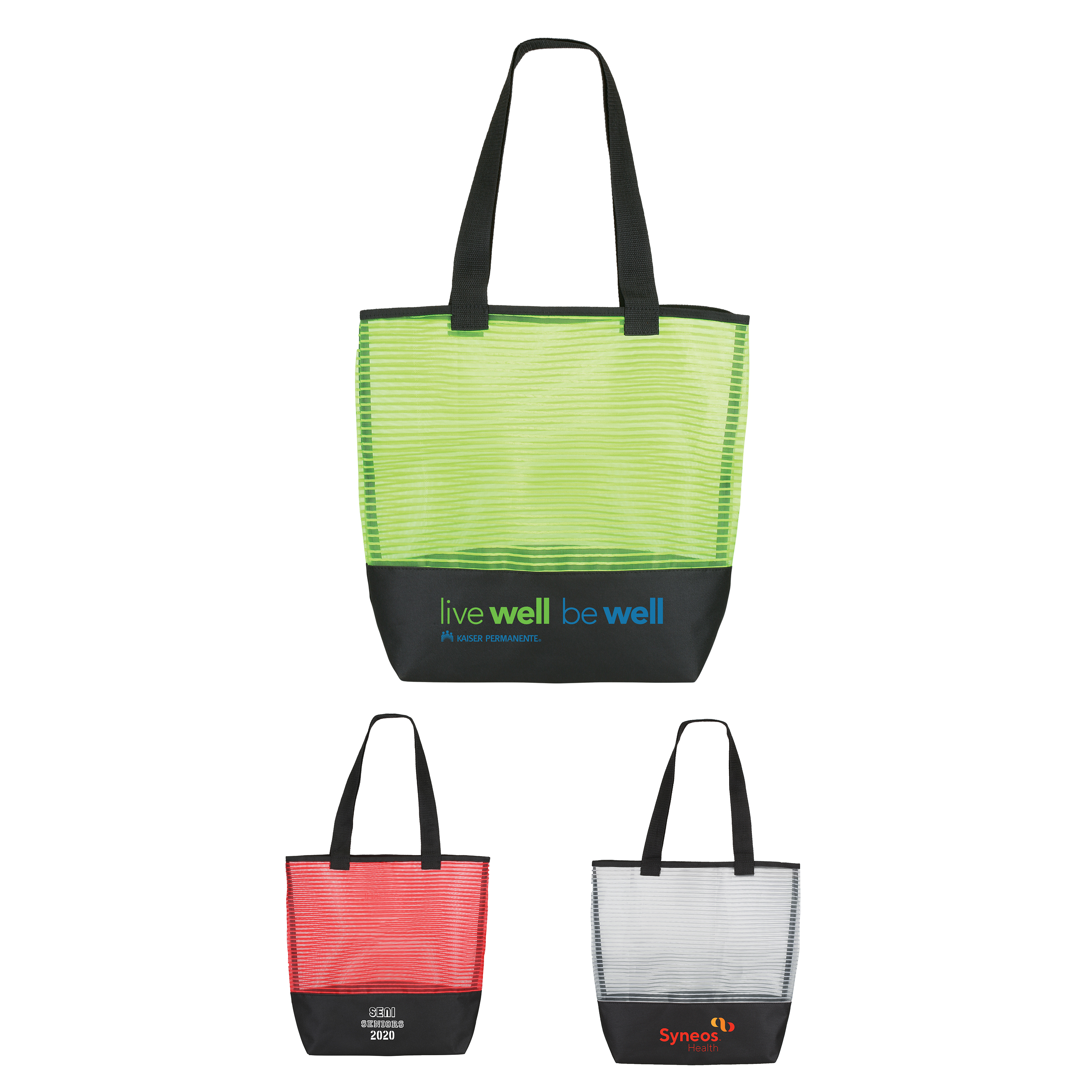 Stripe  Mesh Weave Tote Bag