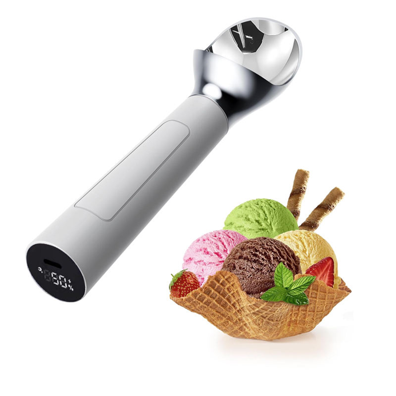 Heated Ice Cream Scoop - Stainless Steel & Ergonomic 3