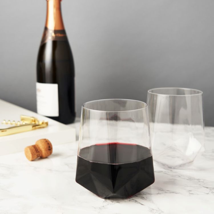 Viski® Faceted Crystal Wine Glass, set of 2 4