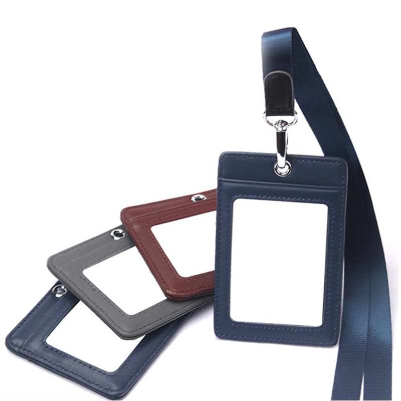 Genuine Leather ID Badge Holder with 3 Slots 8