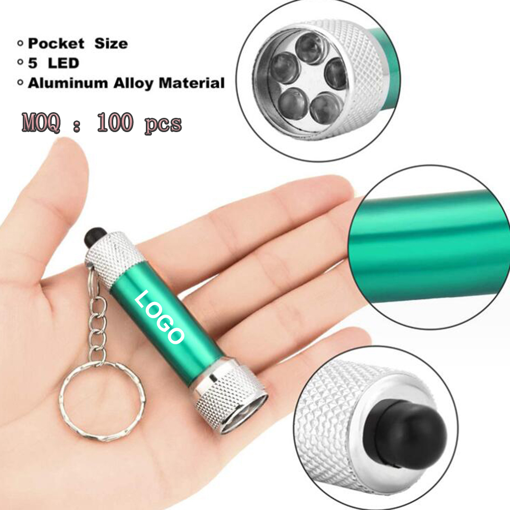 5 LED Metal Flashlight with Swivel Keychain 2