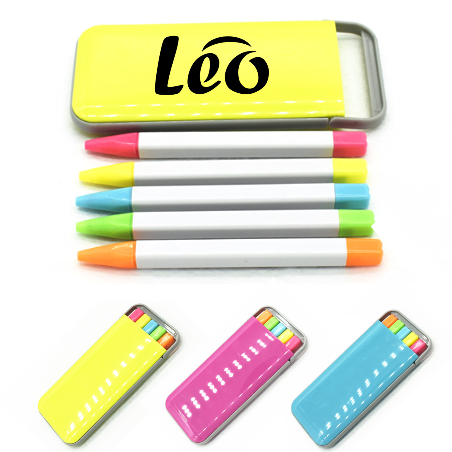 Provide a student set of five highlighter pens 9