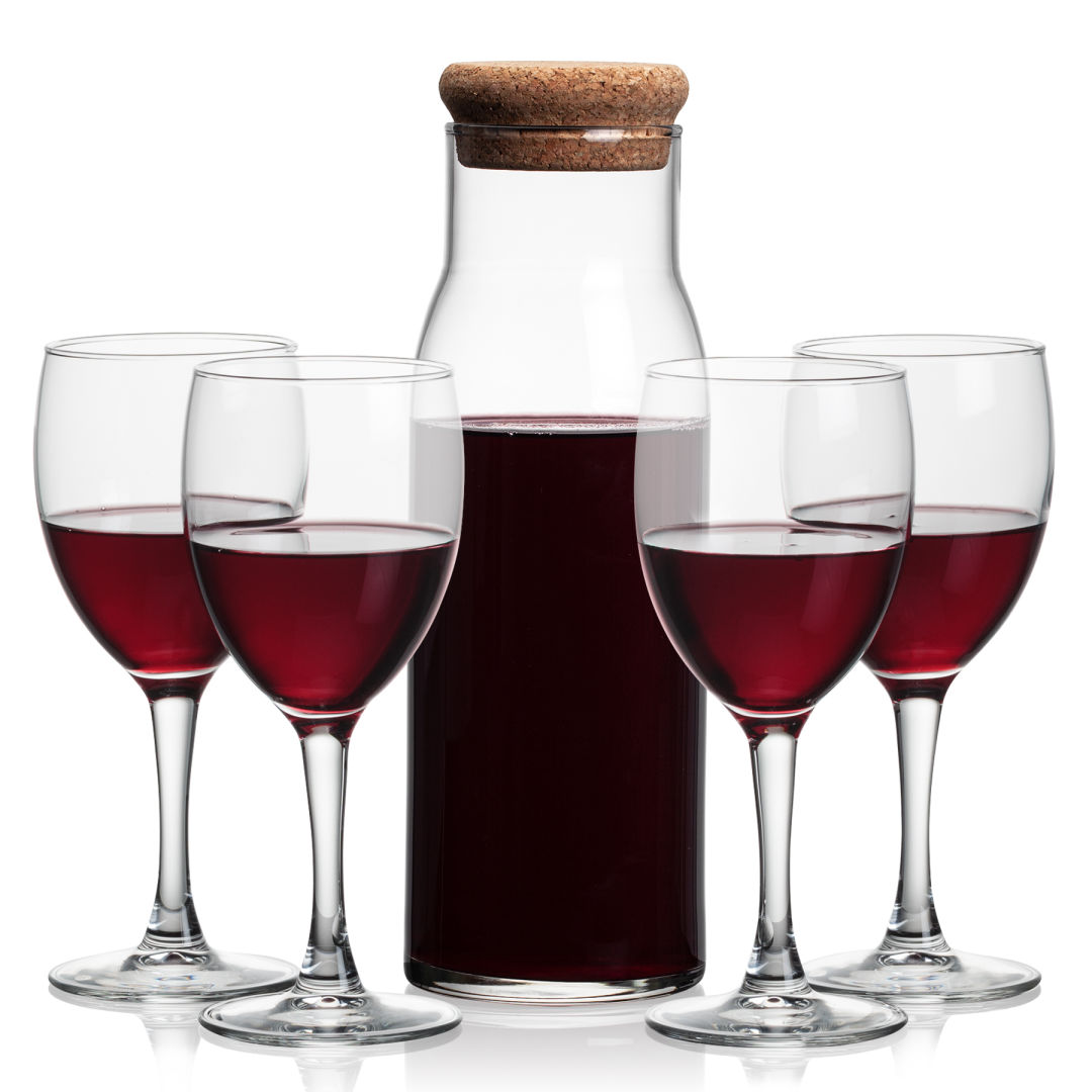 Aviston Carafe & Carberry Wine, custom glassware with logo imprint 6