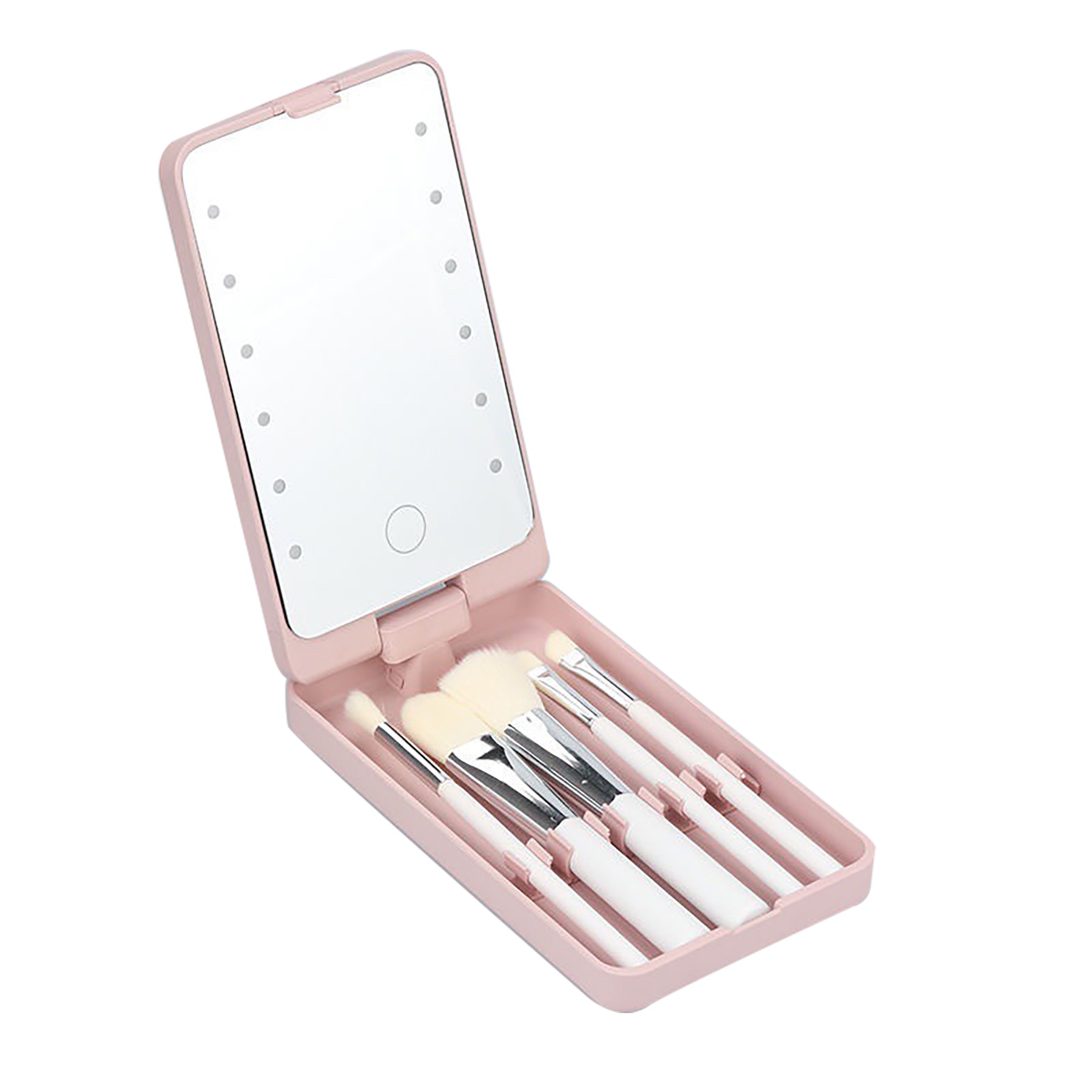 Mirror With Makeup Brush Set 3