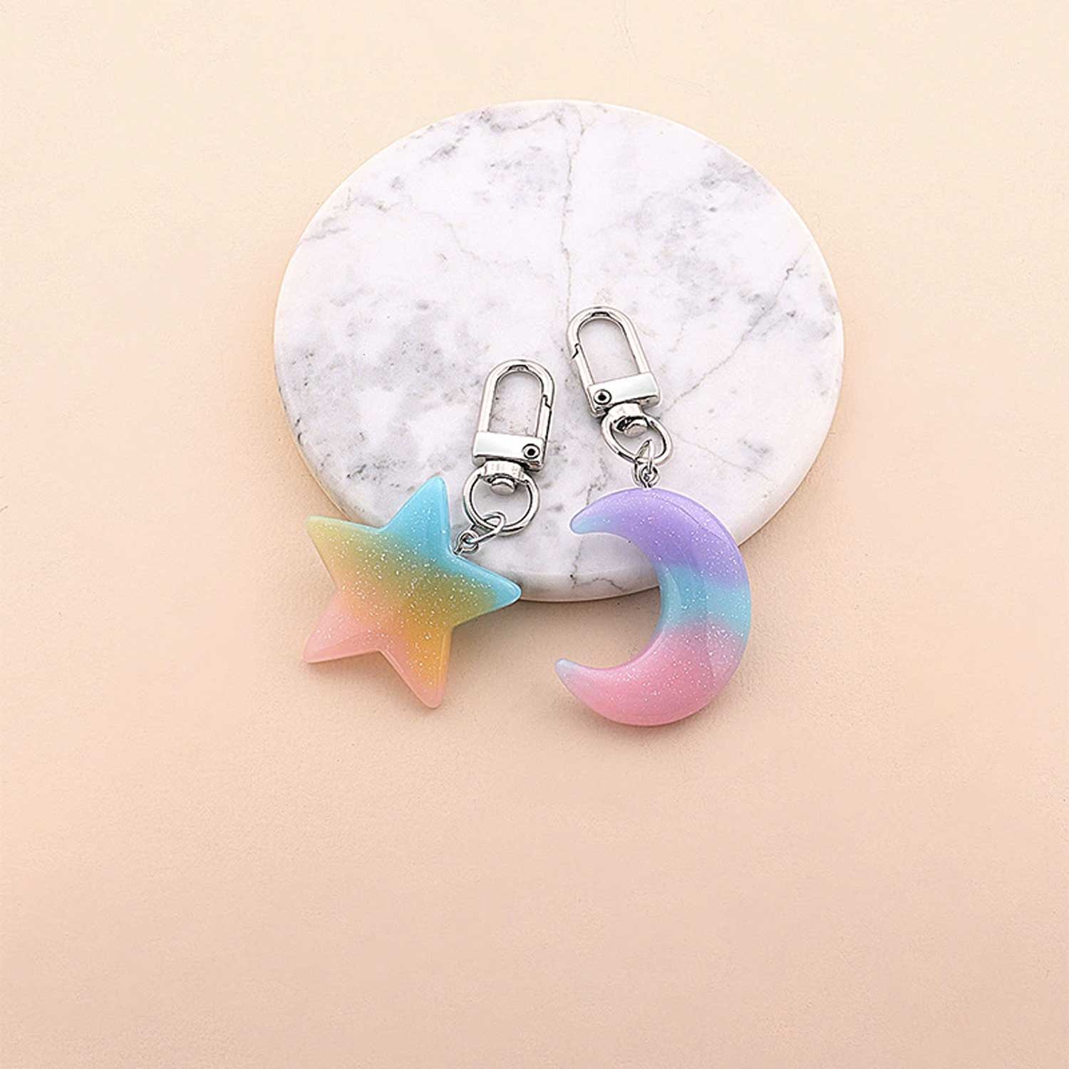 Cute Star & Moon Resin Keychain 4