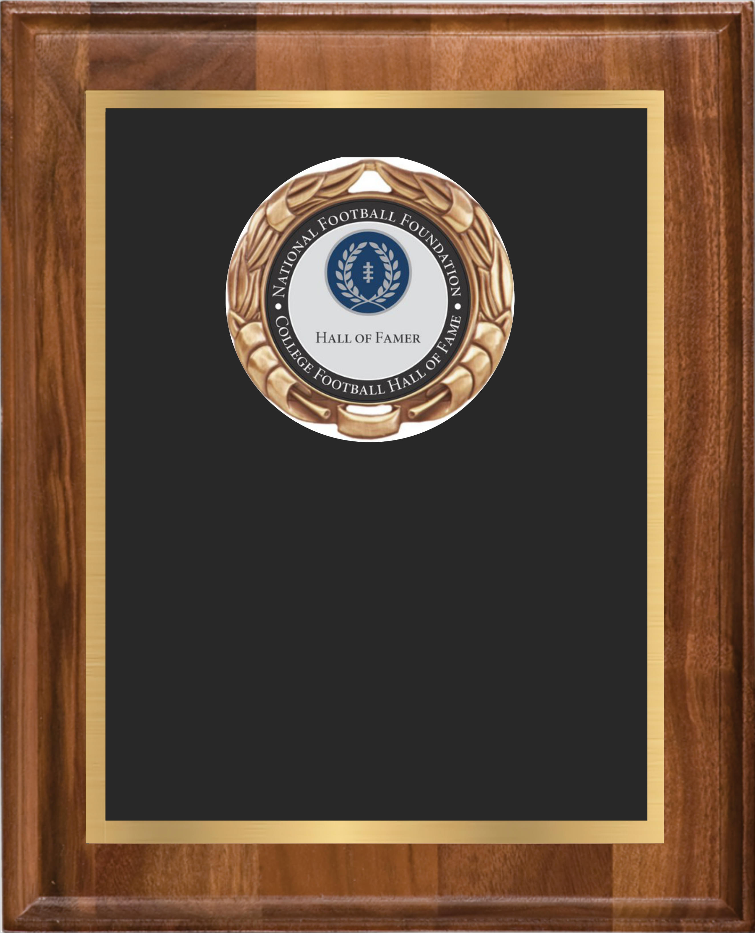 Walnut Wood Plaque w/Medallion Over Double Plate 14