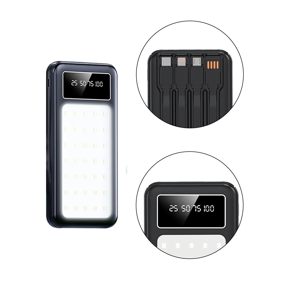Multi-Function Power Bank With LED Light & Cables 6