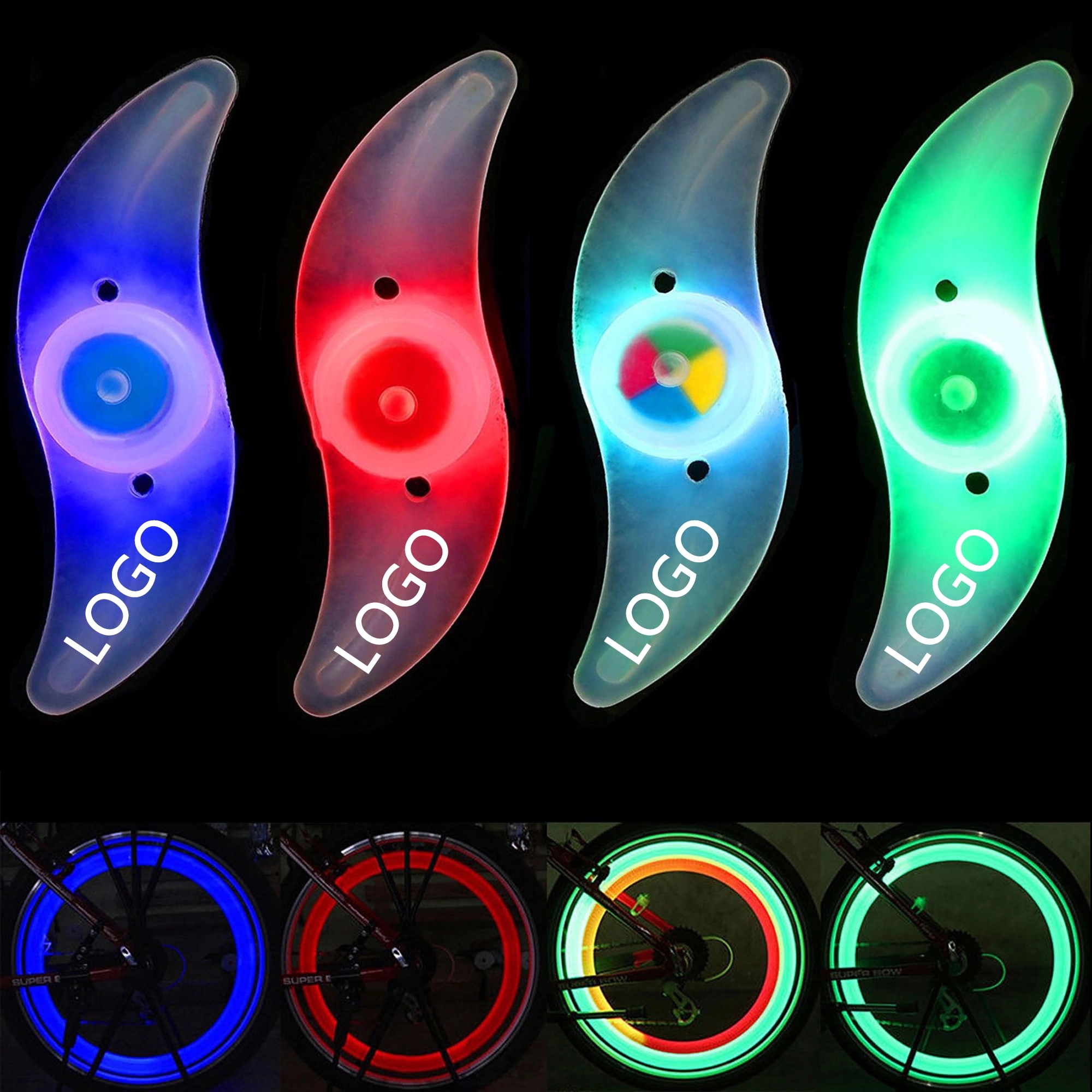 MOQ 50pcs Multi Color Led Bicycle Spoke Light 4