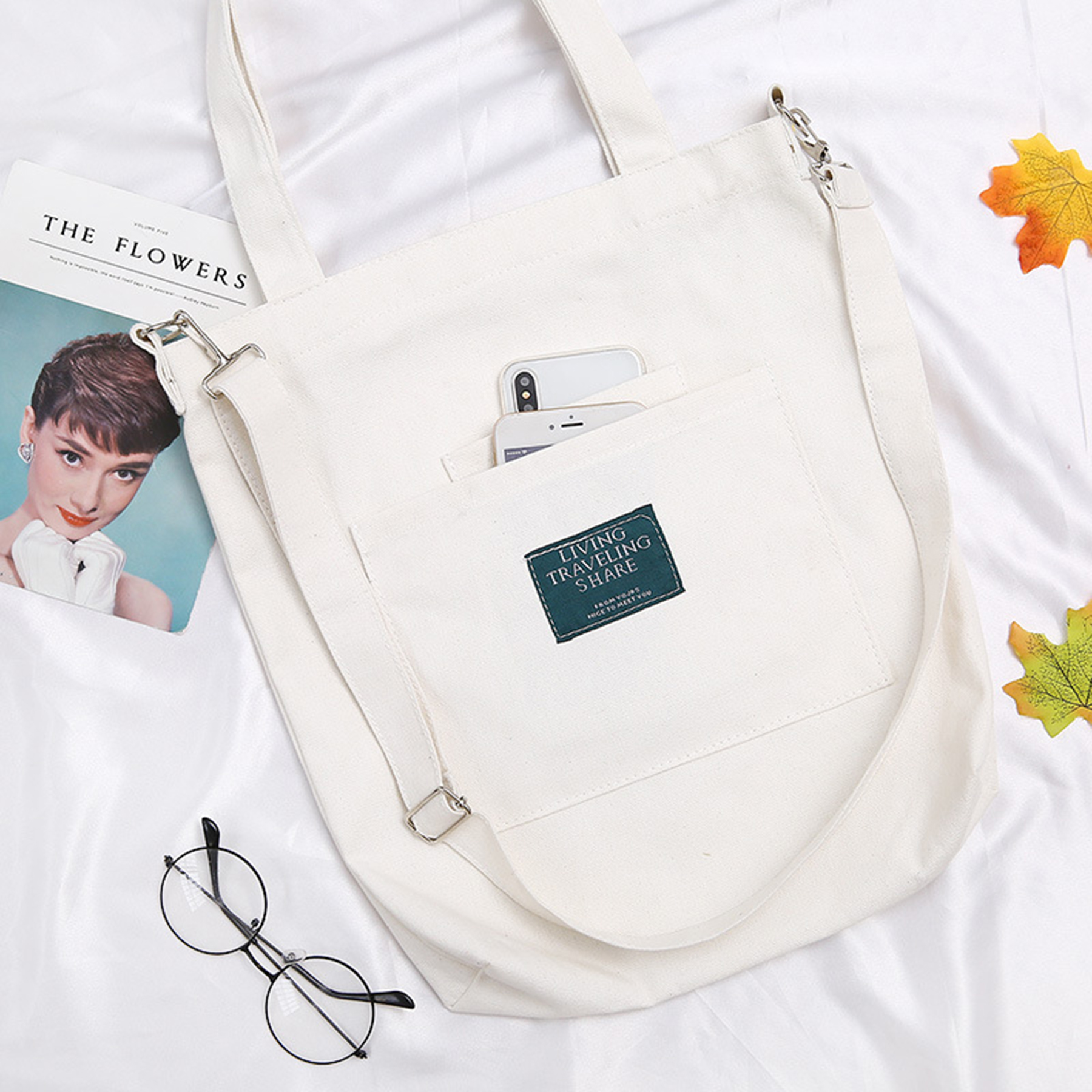 Bright Yellow Color Canvas Tote Handbag 2
