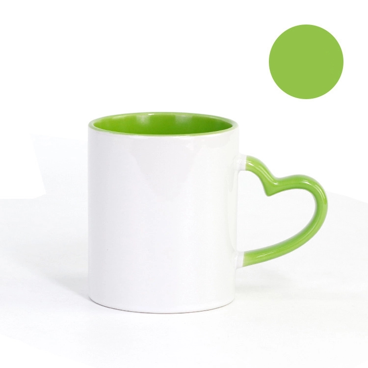 Full Color Heart-shaped Handle 11 oz Ceramic Sublimated Cups 6