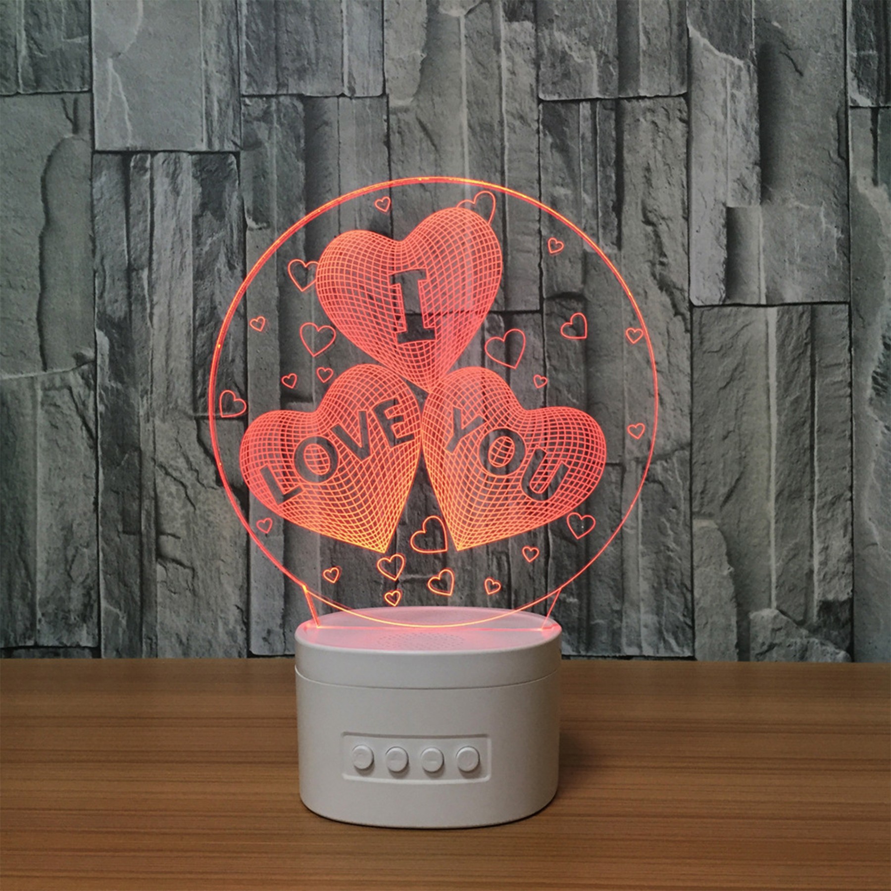 Customizable Pattern 3D Acrylic Night Light With Bluetooth Speaker 6