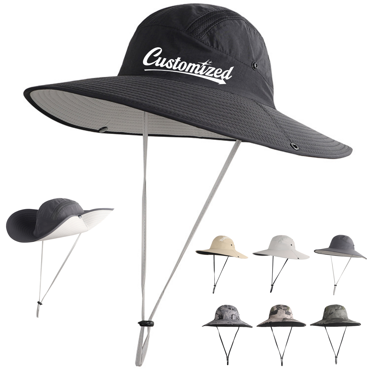 Outdoor Sun Protection Boonie Hat with Adjustable Chin Cord