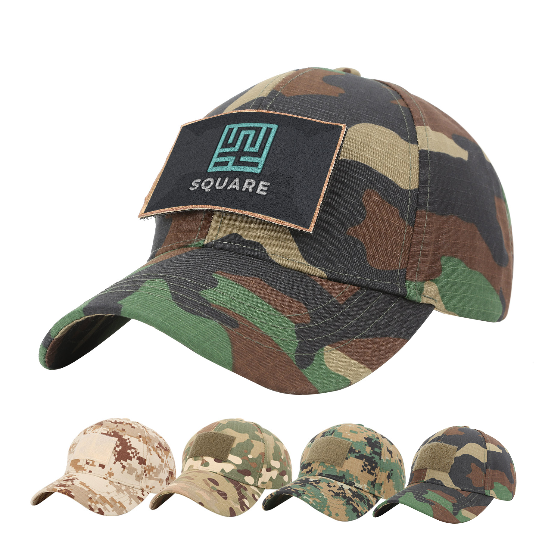 Camo Baseball Cap With Removable Tactical Patch 2