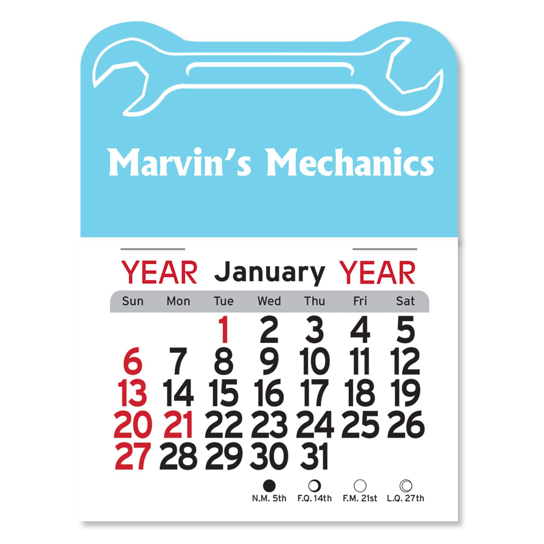 Adhesive Peel-N-Stick® Calendar - Wrench 3