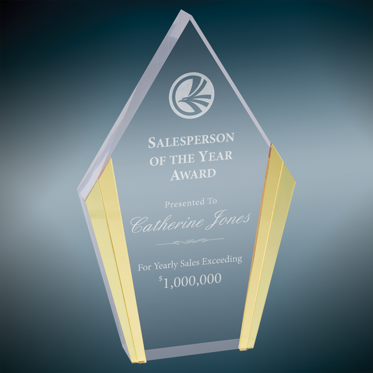 5.25" x 8.5" Gold Diamond Acrylic Award