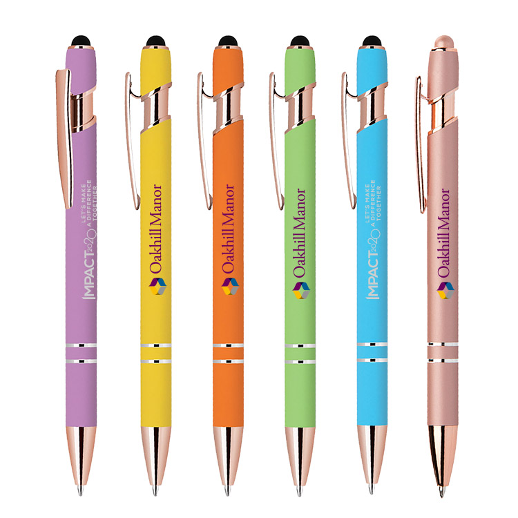 Soft Touch Ballpoint Stylus Pen with Rose Gold Accents 9