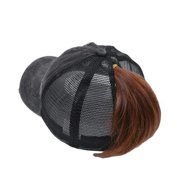 Ponytail Hat Washed Distressed Baseball Dad Cap for Women 2
