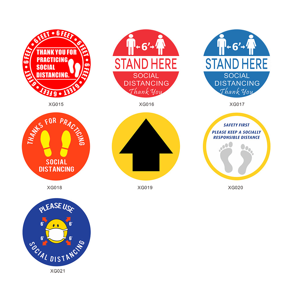 12" PVC Round Social Distancing Floor Sticker & Decals 5