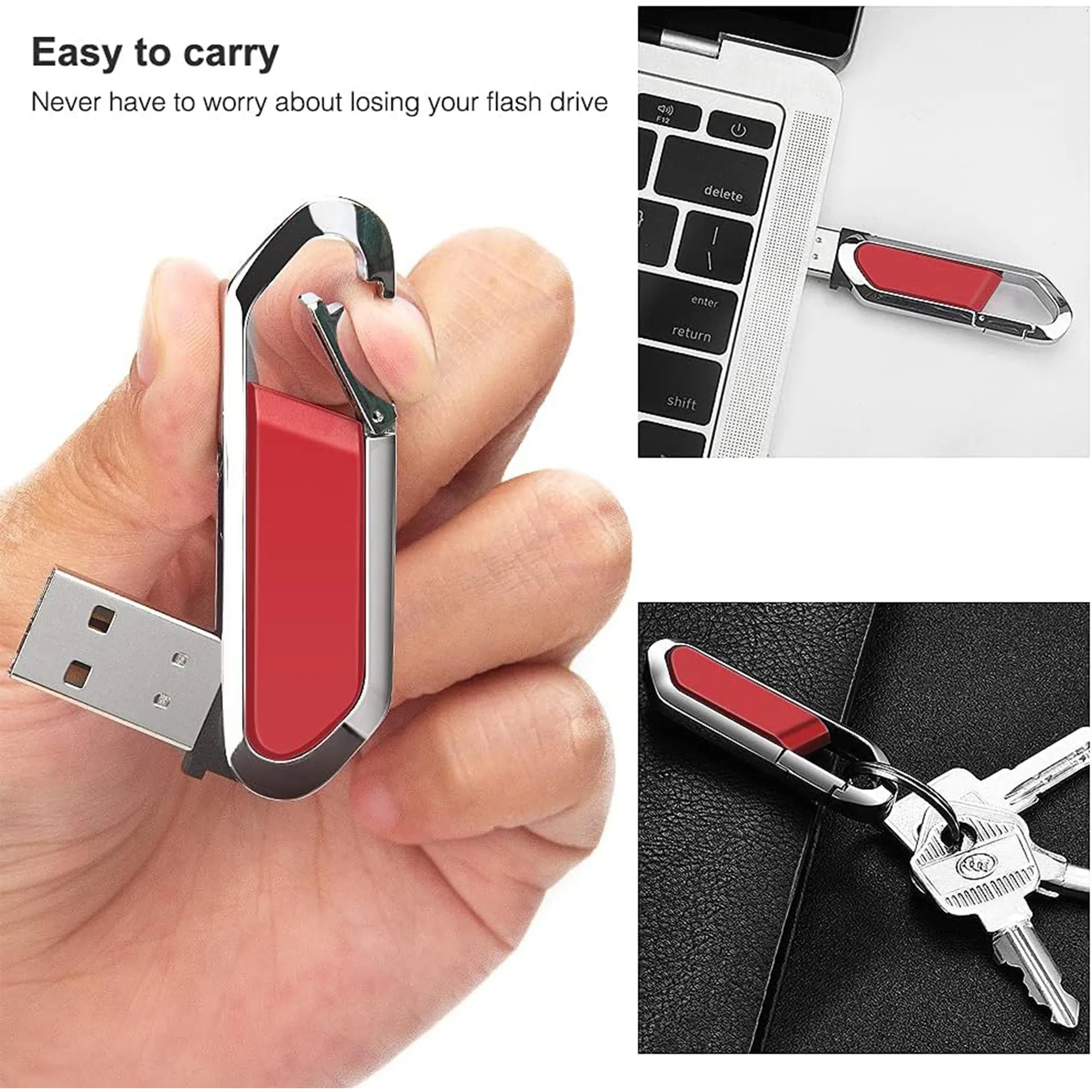64GB Waterproof Metal Carabiner USB 3.0 Flash Drive 16