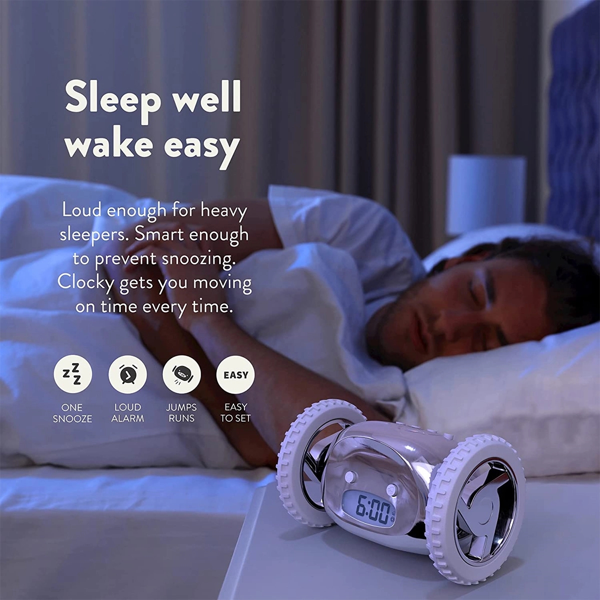 Custom Creative Portable Alarm Clock with Wheels 6