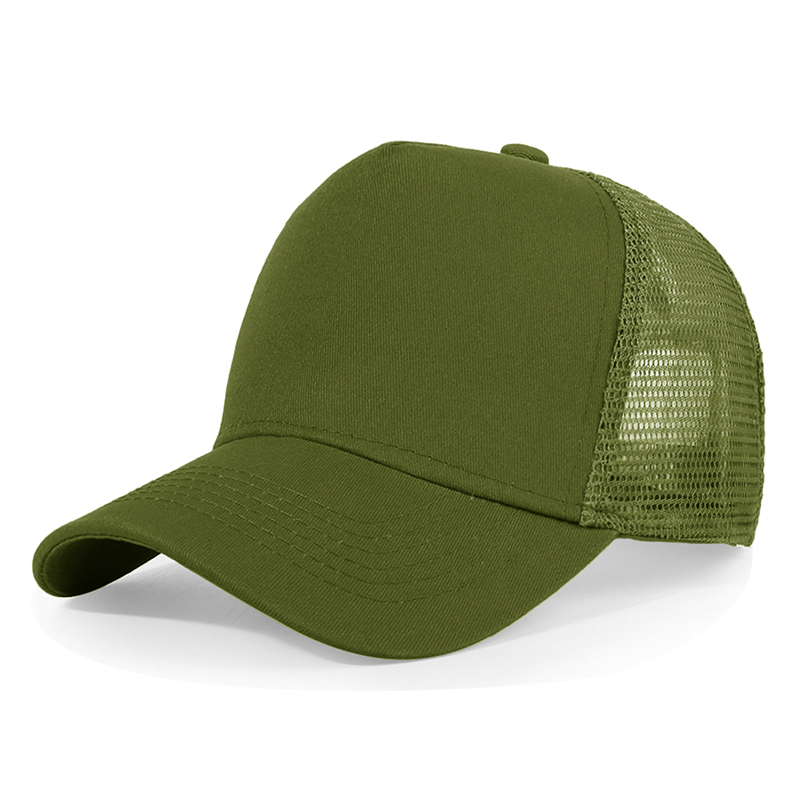 Stock Solid Color Cotton 5-Panel Trucker Cap 62