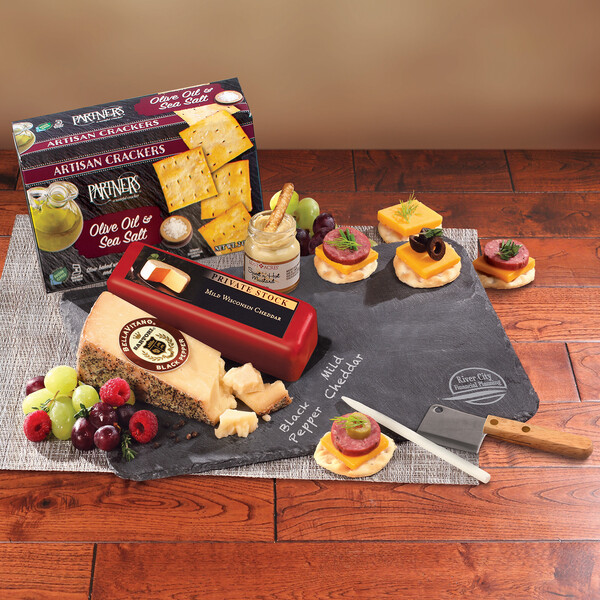 Genuine Slate Serving Plate with Wisconsin Cheese