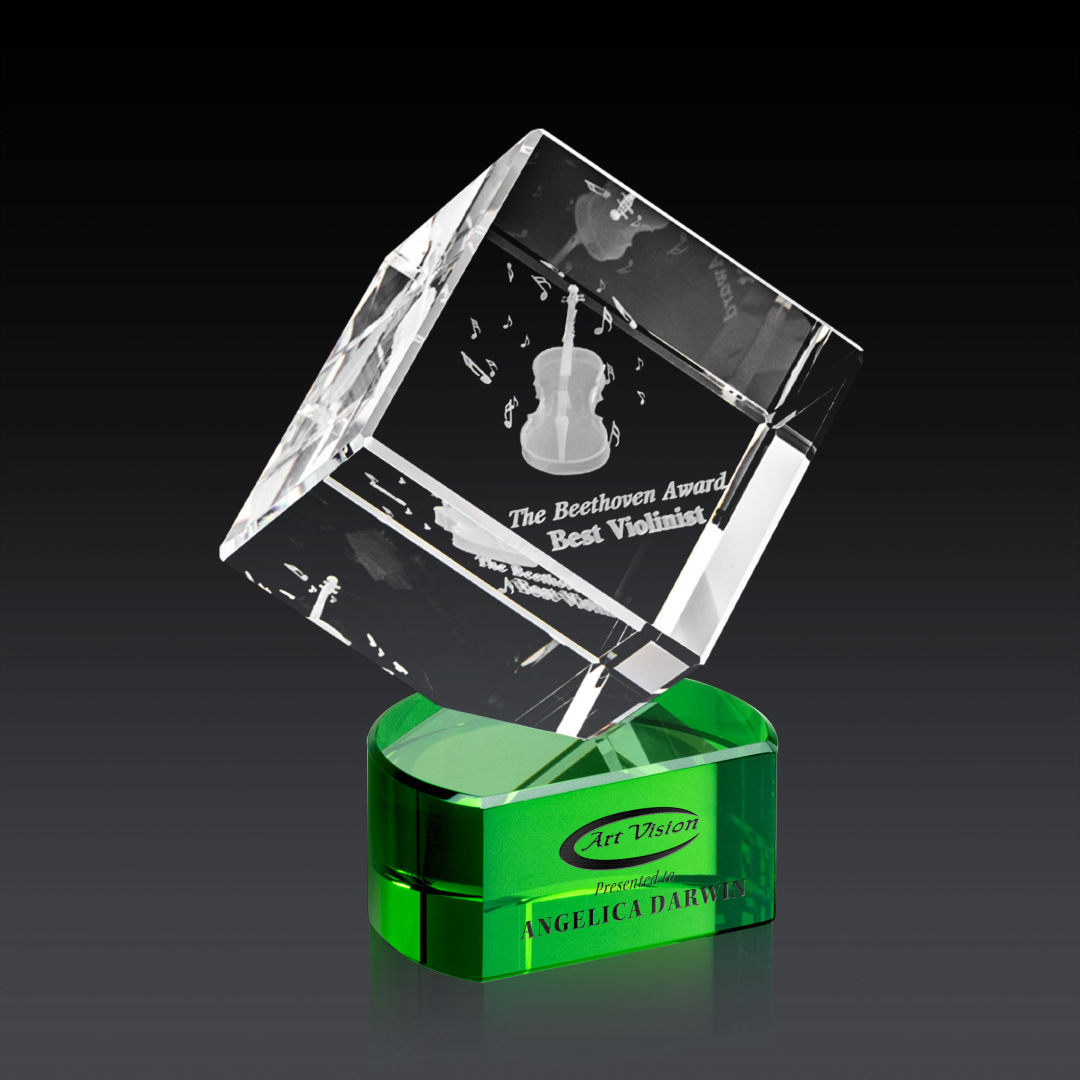 Burrill 3D Award on Paragon Base - Green 4