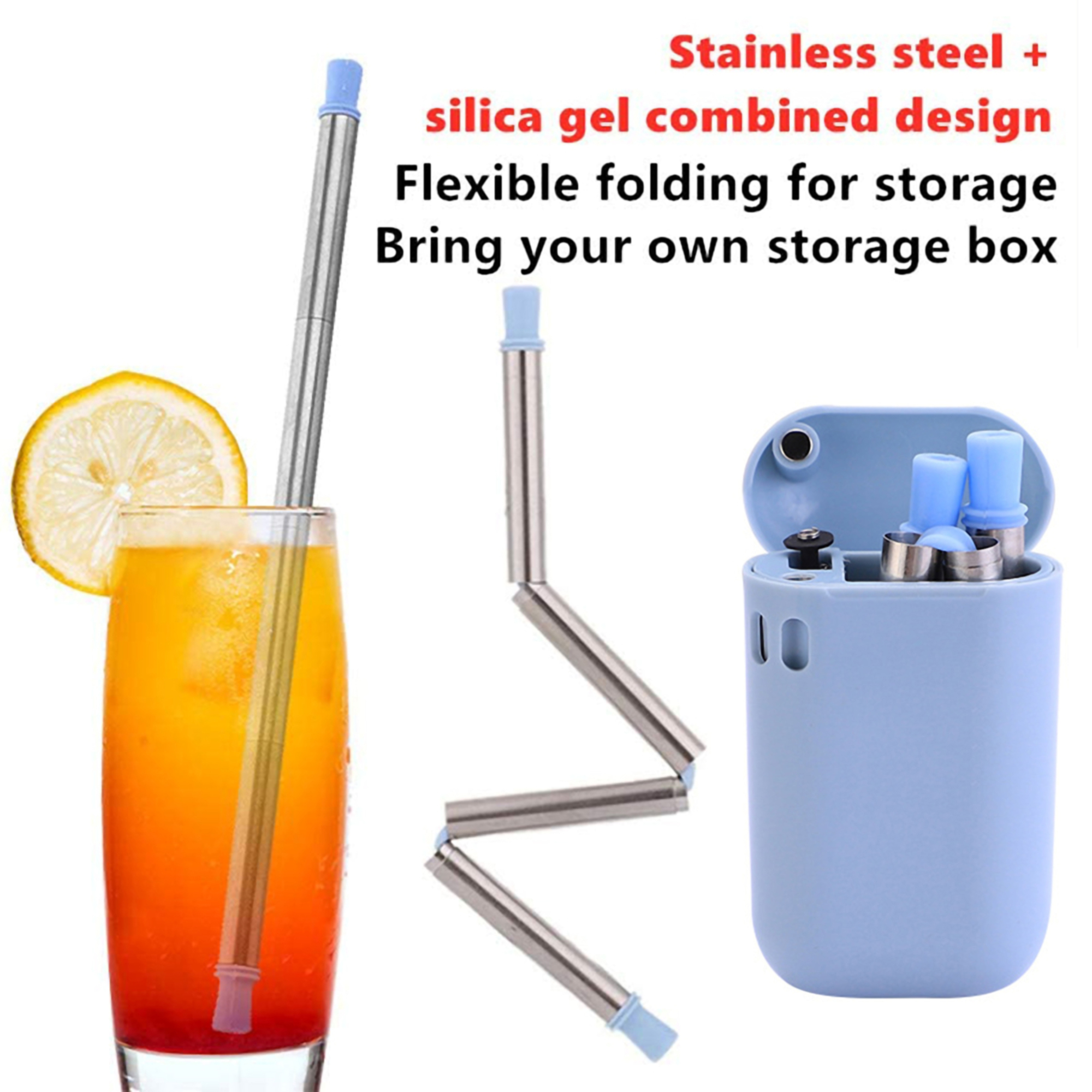 Foldable and Reuseable Stainless Steel Straw w/Case 2