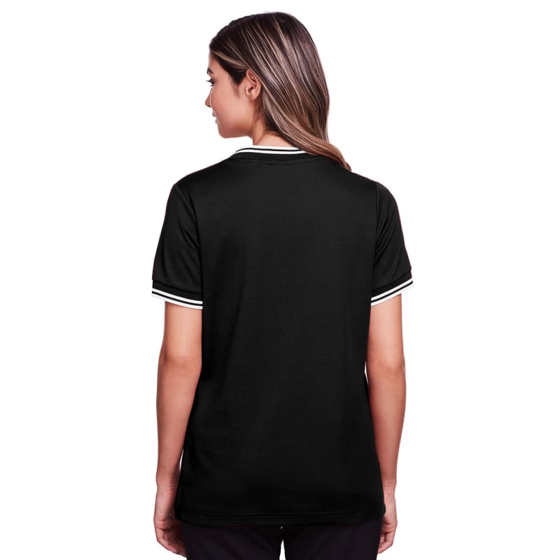 Devon & Jones Ladies' CrownLux Performance™ Plaited Tipped V-Neck Polo 6