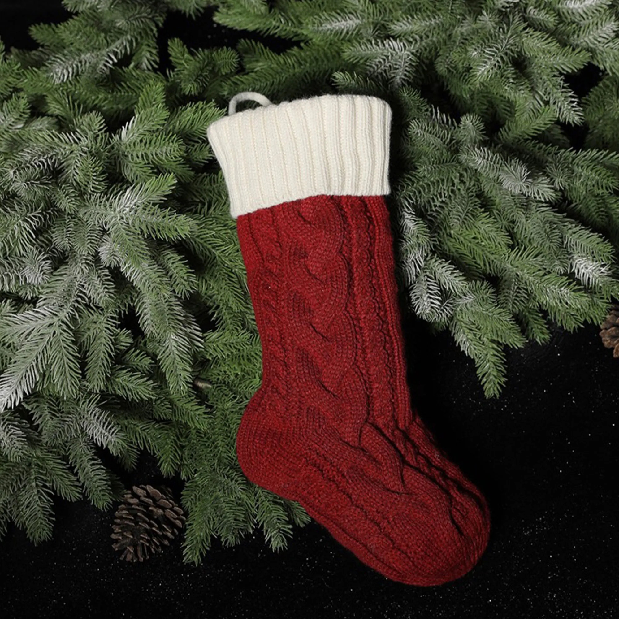 Festive Large Knitted Christmas Stocking Decor 3