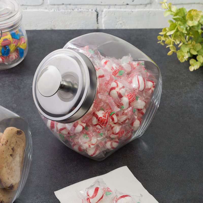Choice 0.5 Gallon Glass Penny Candy Jar with Chrome Lid 2