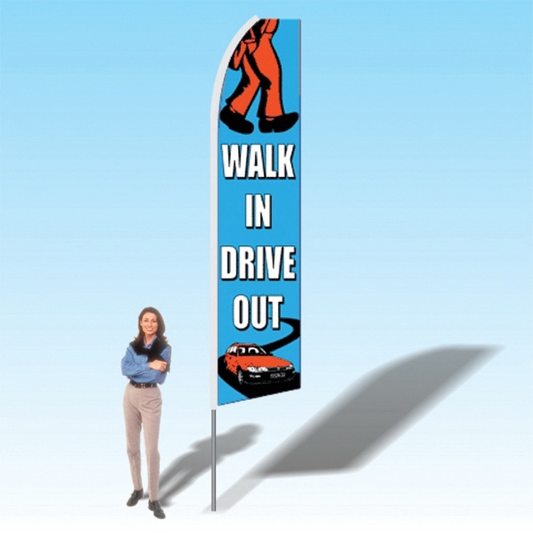 15FT Walk In Drive Out Blue Advertising Banner Flag 2