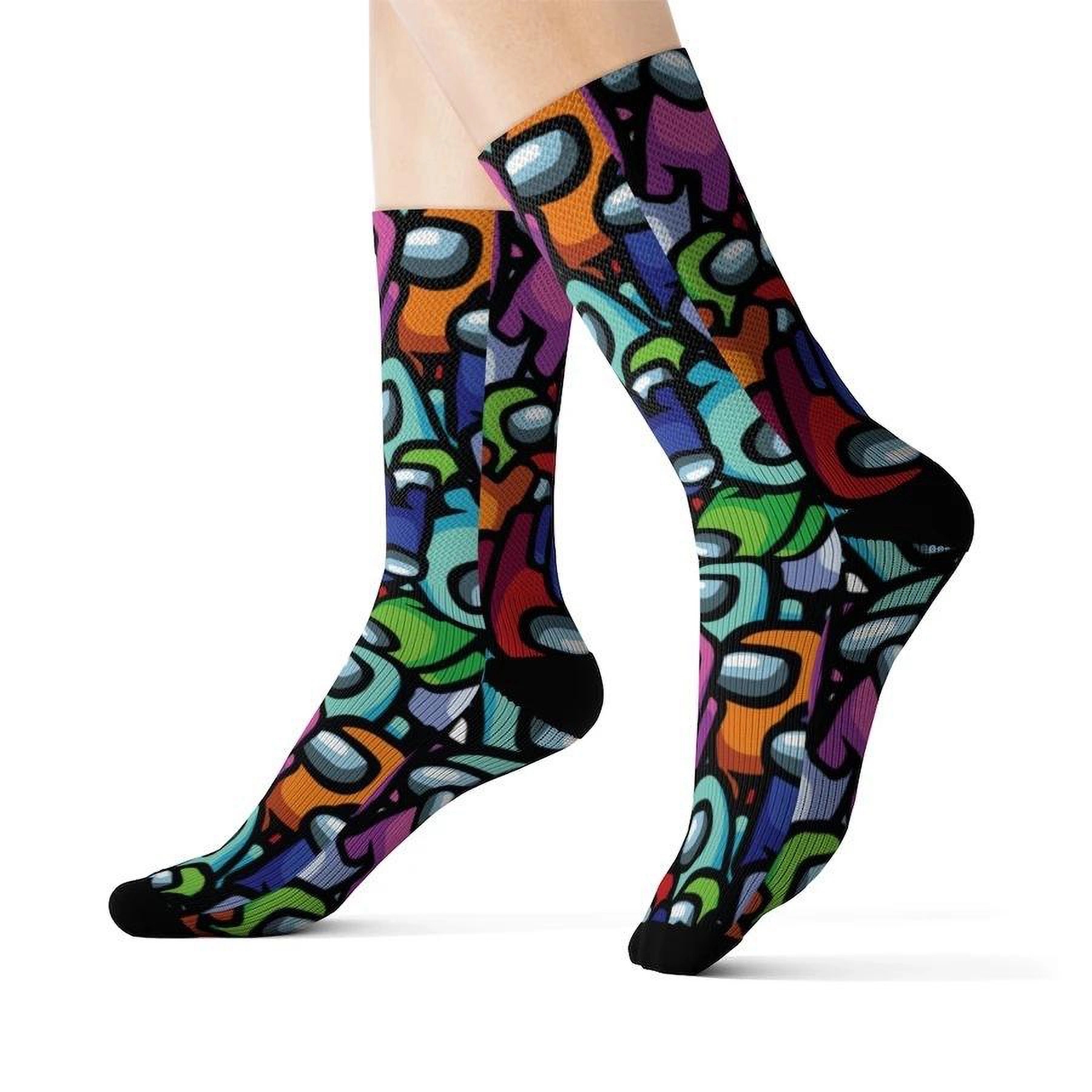 Full Color Crew 360 Digital Print Colored Toe Unisex Socks 8