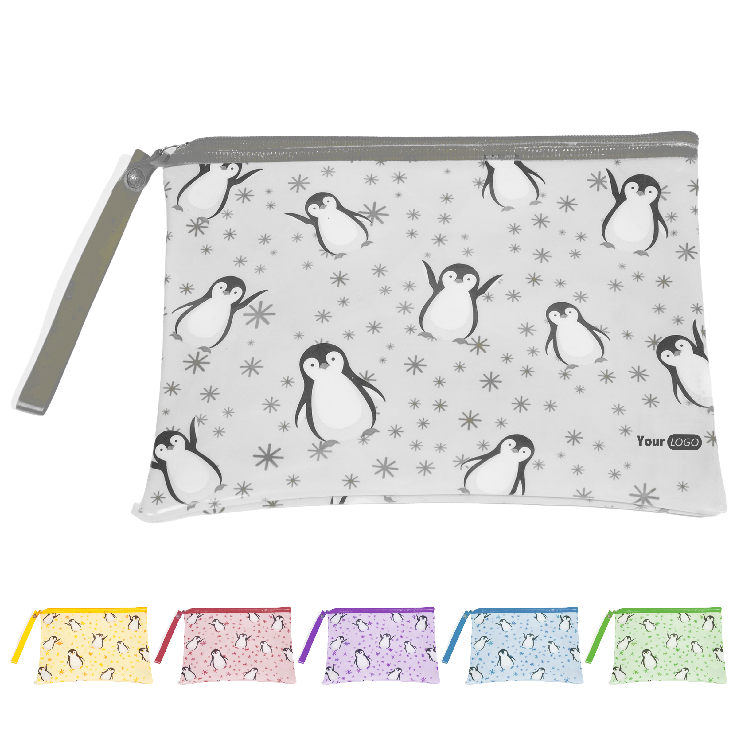Polyester Charming Penguin Print Zipper Pouch 2