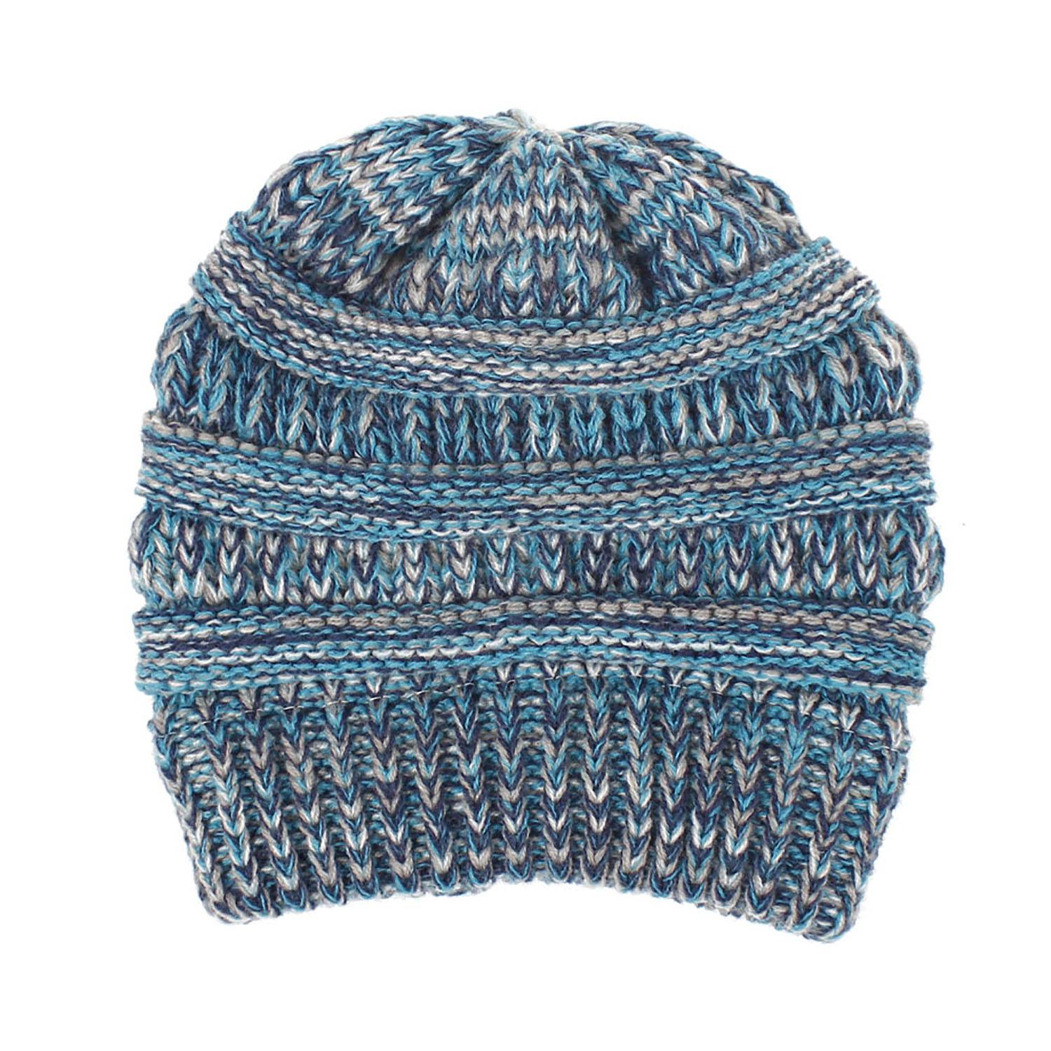 Stretchy Cable Knit Hat for Messy High Buns & Ponytails 18