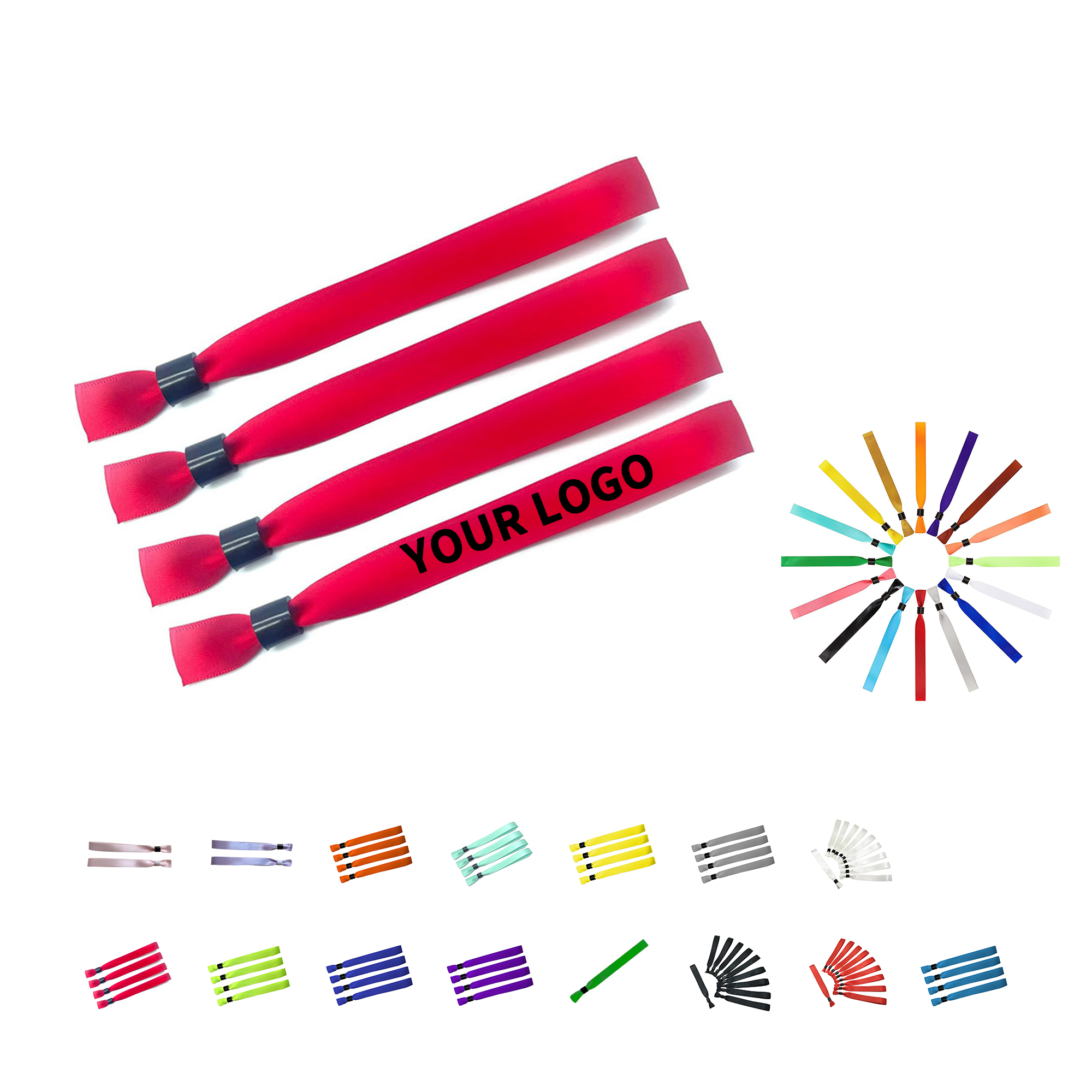 Full Color Sliding Bead Woven Wristband 13.4" 2