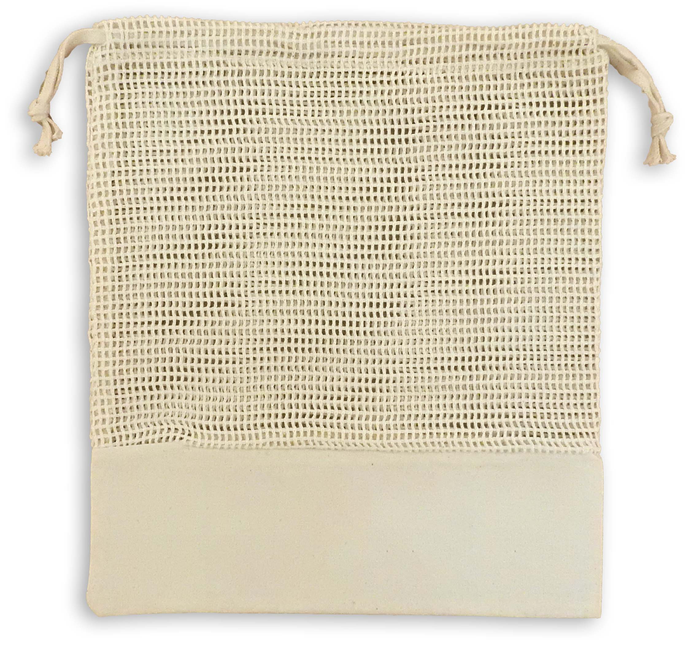 "Koa" Mesh 100% Natural Cotton Drawstring Bag 10 x 11.5" 2